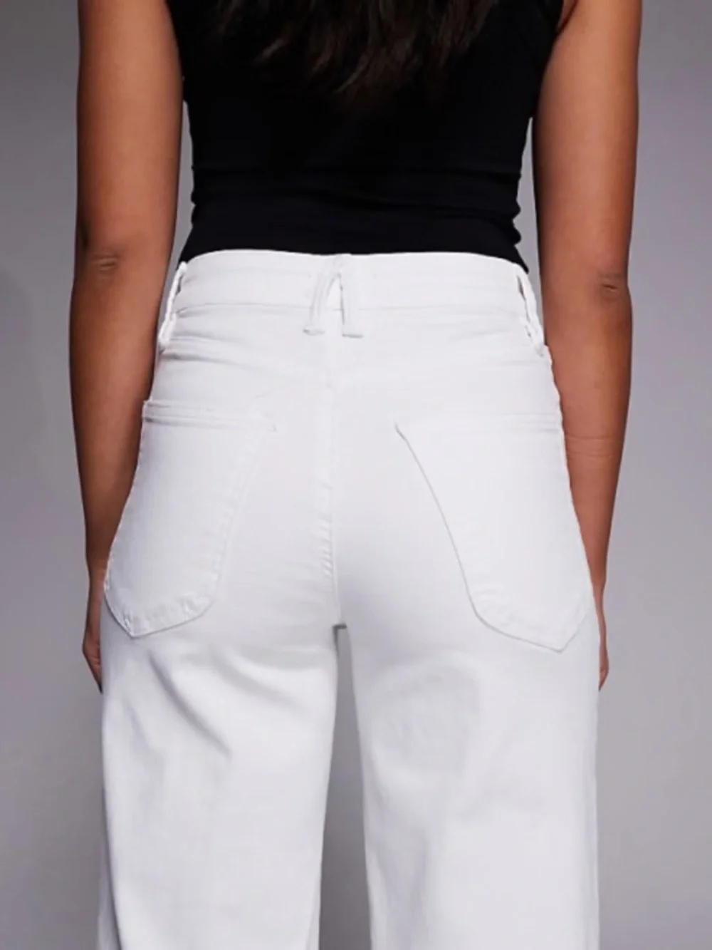 Good American Good Waist Cropped Palazzo White Jeans Wide Legs Raw Hems 12 31